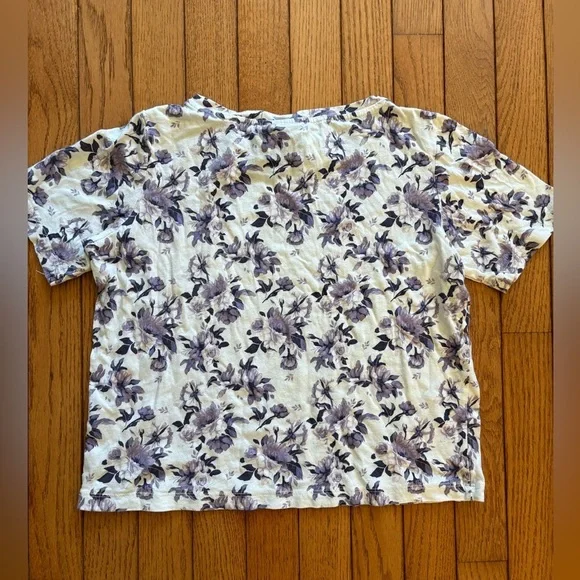 Adidas purple floral cotton cropped tee size medium - Picture 2 of 6